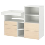 SMÅSTAD / PLATSA Changing table, white birch/with bookcase, 150x79x123 cm