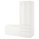SMÅSTAD / PLATSA Storage combination, white with frame/with bench, 150x57x181 cm