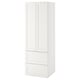 SMÅSTAD / PLATSA Wardrobe, white with frame/with 2 drawers, 60x57x181 cm