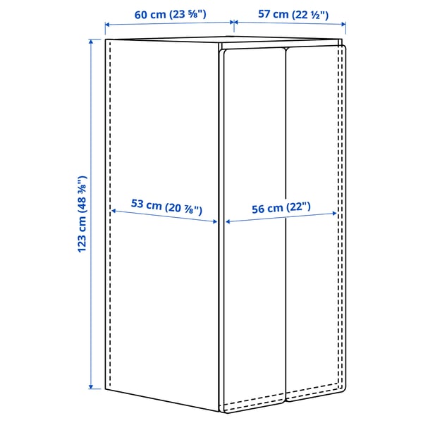 SMÅSTAD / PLATSA Wardrobe, white with frame/with 3 shelves, 60x57x123 cm
