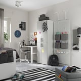 SMÅSTAD Wardrobe, white grey/with 2 clothes rails, 60x42x181 cm