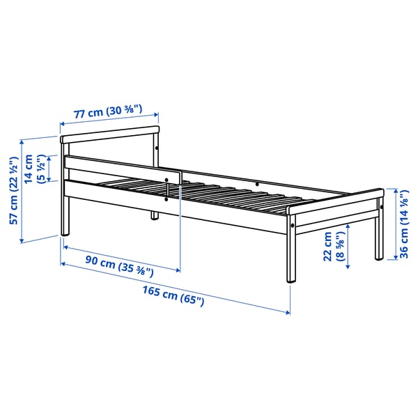SNIGLAR Bed frame with slatted bed base, beech, 70x160 cm