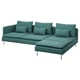 Option: SÖDERHAMN 4-seat sofa with chaise longue, and open end Kelinge/grey-turquoise