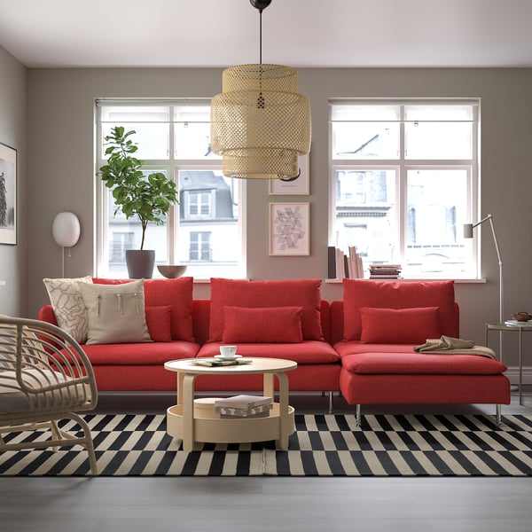 SÖDERHAMN 4-seat sofa with chaise longue, and open end Tonerud/red