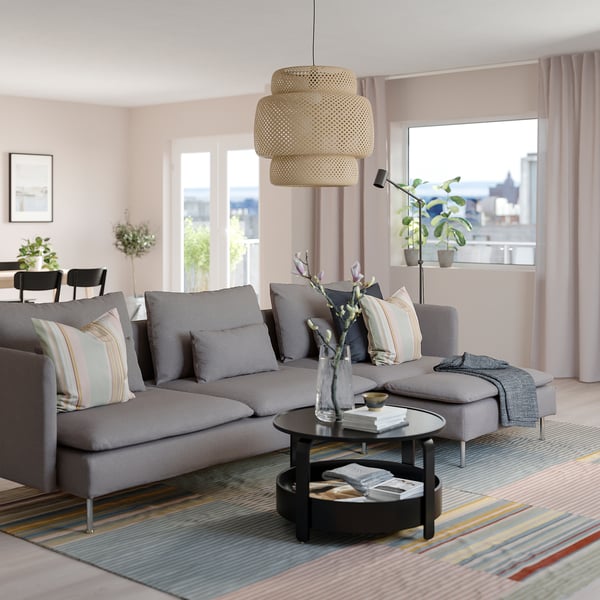 SÖDERHAMN 4-seat sofa with chaise longue, Tonerud grey