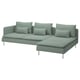 SÖDERHAMN 4-seat sofa with chaise longue, with open end/Tallmyra light green