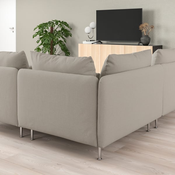 SÖDERHAMN Corner sofa, 4-seat, with open end/Fridtuna light beige