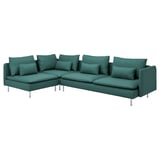 SÖDERHAMN Corner sofa, 4-seat, with open end/Kelinge grey-turquoise