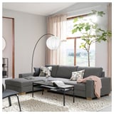 SÖRVALLEN 4-seat sofa, with chaise longue, left/Lejde grey/black