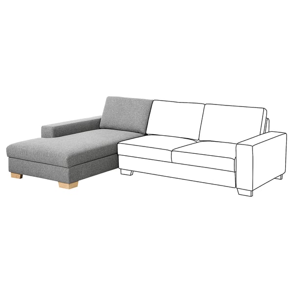 SÖRVALLEN Chaise longue section, left/Lejde grey/black