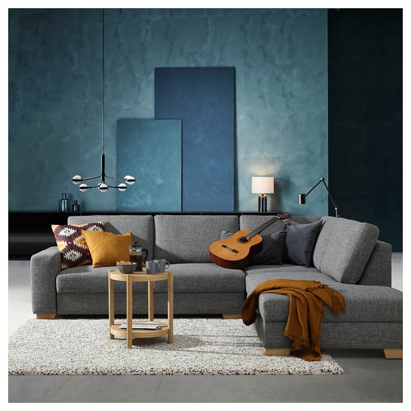 SÖRVALLEN Corner sofa, 3-seat, with open end, right/Lejde grey/black