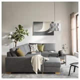 SÖRVALLEN Corner sofa, 4-seat, with chaise longue, left/Lejde grey/black