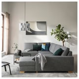 SÖRVALLEN Corner sofa, 4-seat, with chaise longue, right/Lejde grey/black