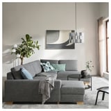 SÖRVALLEN Corner sofa, 5-seat, with chaise longue, left/Lejde grey/black