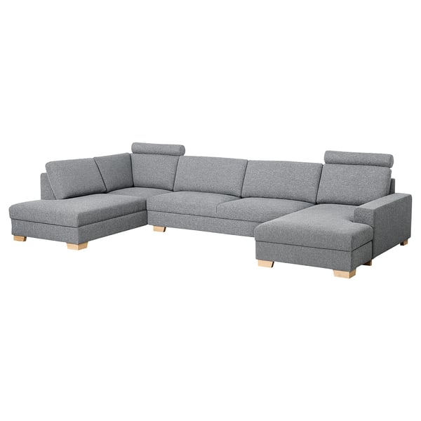 SÖRVALLEN Corner sofa, 5-seat, with chaise longue, right/Lejde grey/black