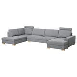 SÖRVALLEN Corner sofa, 5-seat, with chaise longue, right/Lejde grey/black