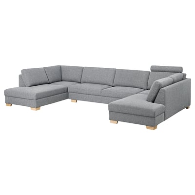 SÖRVALLEN U-shaped sofa, 5-seat, with open ends/Lejde grey/black