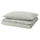 SOLFIBBLA Duvet cover and pillowcase, white green/stripe, 150x200/50x80 cm