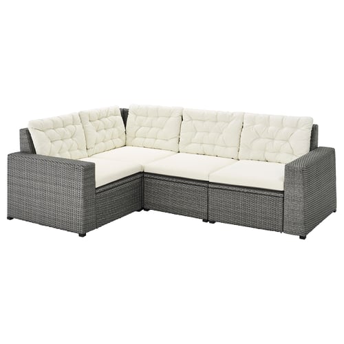 solleron وحدة كنب زاوية 3 مقاعد خارجي رمادي غامق kuddarna بيج ikea