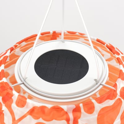 SOLVINDEN Pendant lamp, flower/solar-powered orange, 22 cm