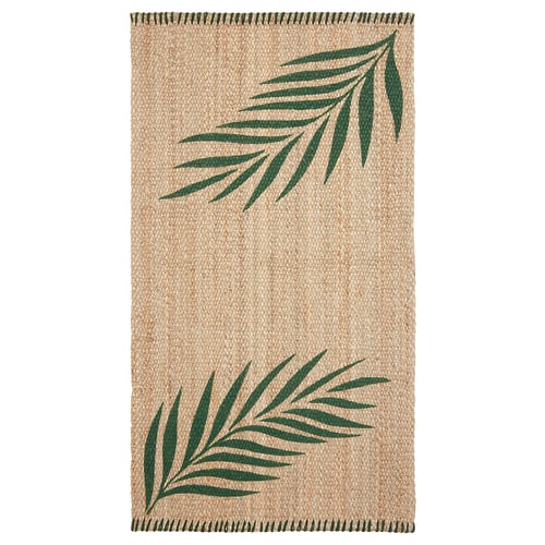 SOMMAR 2020 Rug, flatwoven green leaves, natural IKEA