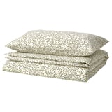 SORGMANTEL Duvet cover and pillowcase, white/green, 150x200/50x80 cm