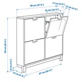 STÄLL Shoe cabinet with 4 compartments, dark grey, 96x17x90 cm