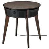 STARKVIND Table with air purifier, stained oak veneer/dark brown smart