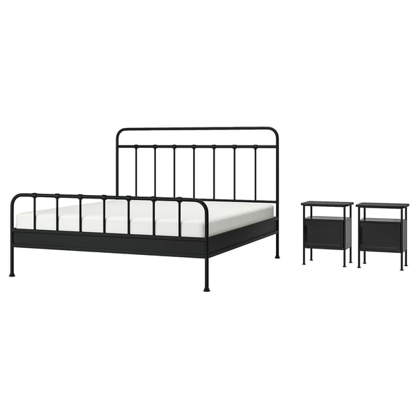 STJÄRNÖ / GRÅFJÄLLET Bedroom furniture, set of 3, anthracite, 180x200 cm