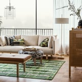 STOCKHOLM 2025 Floor lamp, white textile/brass-plated, 159 cm