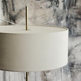 STOCKHOLM 2025 Floor lamp, white textile/brass-plated, 159 cm