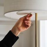 STOCKHOLM 2025 Floor lamp, white textile/brass-plated, 159 cm
