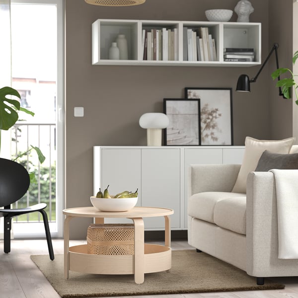 STOENSE Rug, low pile, beige, 133x195 cm