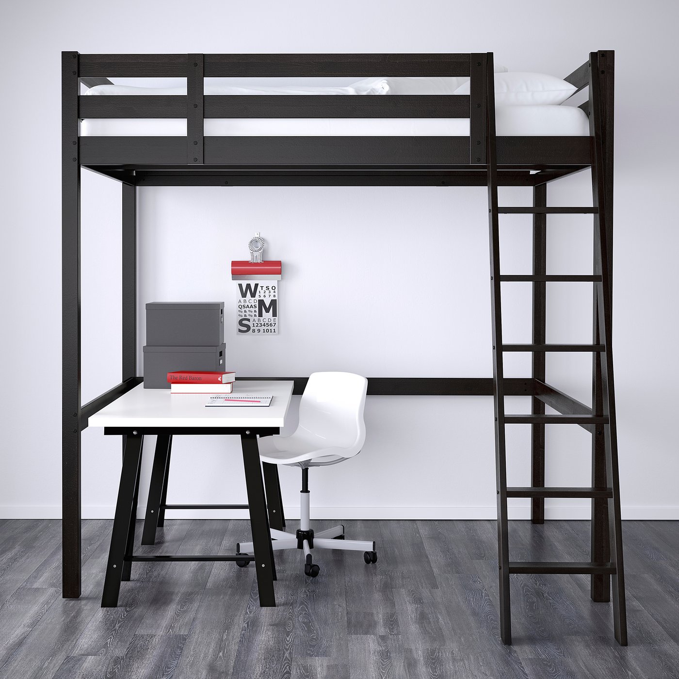 Stora Loft Bed Frame White Stain Ikea