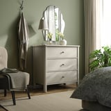 STOREMOLLA Chest of 3 drawers, light grey-beige stained, 93x50x91 cm