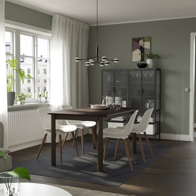 STRANDTORP / GRÖNSTA Table and 4 chairs, brown/white, 150/205/260 cm