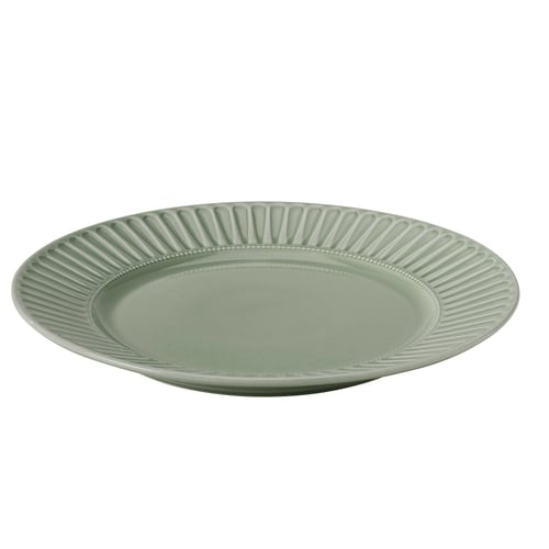 STRIMMIG Plate, stoneware pale grey-green, 27 cm
