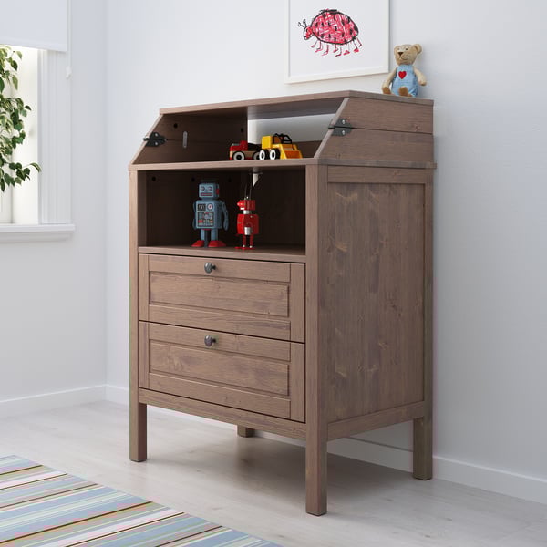Sundvik Changing Table Chest Of Drawers Grey Brown Ikea