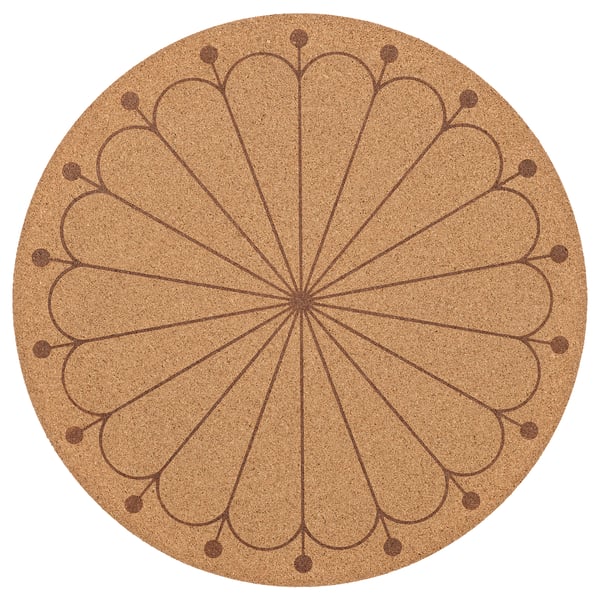 SVARTVIDE Place mat, cork/patterned, 35 cm