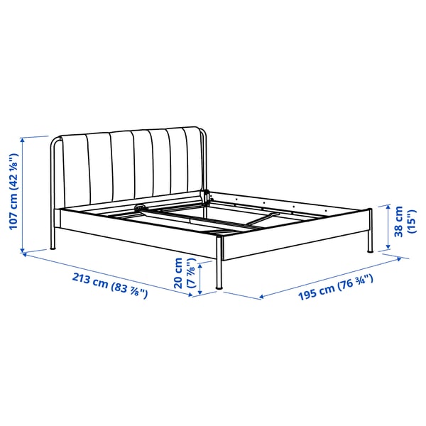 TÄLLÅSEN Upholstered bed frame with mattress, Kulsta grey-green/Åkrehamn firm, 180x200 cm
