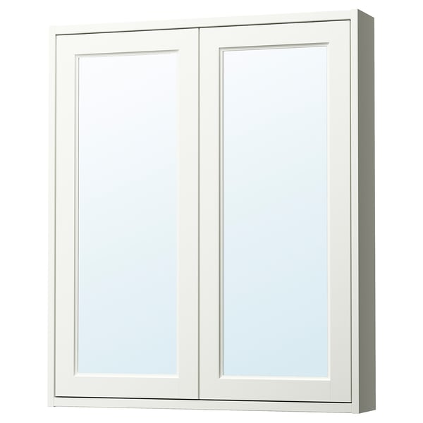 TÄNNFORSEN Mirror cabinet with doors, white, 80x15x95 cm