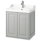 TÄNNFORSEN / RUTSJÖN Wash-stnd w doors/wash-basin/tap, light grey, 62x49x74 cm
