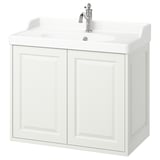 TÄNNFORSEN / RUTSJÖN Wash-stnd w doors/wash-basin/tap, white, 82x49x74 cm
