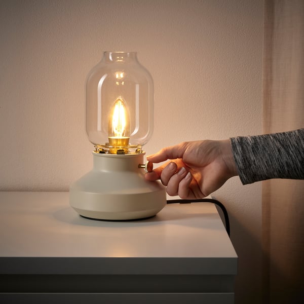 TÄRNABY Table lamp, dimmable beige, 25 cm