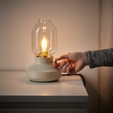 TÄRNABY Table lamp, dimmable beige, 25 cm