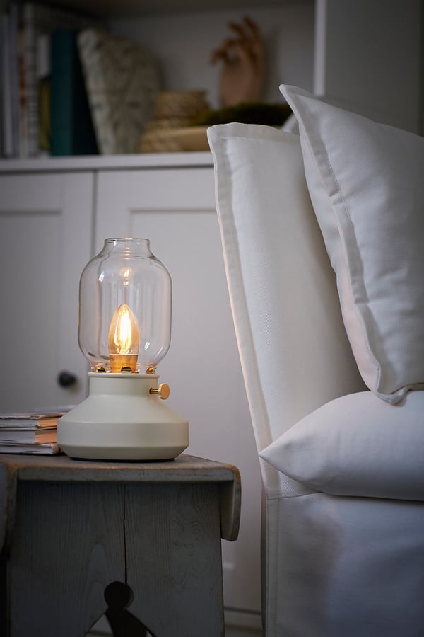 TÄRNABY Table lamp, dimmable beige, 25 cm