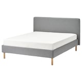 TÄRNKULLEN Upholstered bed frame, Tibbleby beige/grey, 180x200 cm
