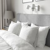 TÄRNKULLEN Upholstered bed frame, Tibbleby beige/grey, 180x200 cm