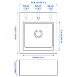 TALLSJÖN Sink bowl w visible front, dark grey/stone effect, 60x65 cm