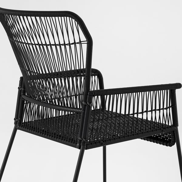 TALLSKÄR Chair with armrests, outdoor, anthracite